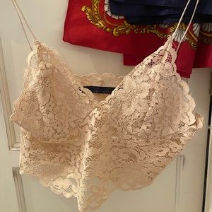 Zara Lace Light Pink Cream Crop Top